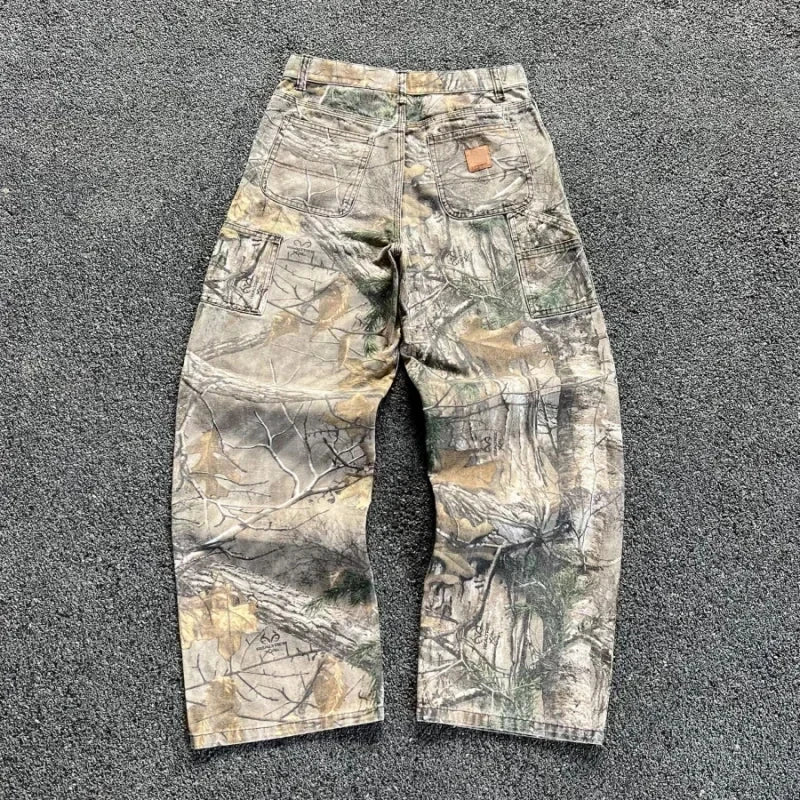Y2K Retro Hoodie Men Printed Camouflage Pattern Pullover Sweatshirts High Street Hip Hop Streetwear Oversized Unisex Camo Hoodie