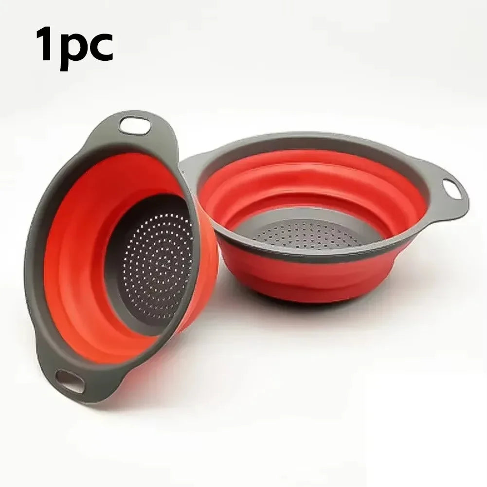 Round Folding Drain Basket Fruit Vegetable Washing Basket Foldable Strainer Colander Collapsible Drainer Kitchen Storage Tool