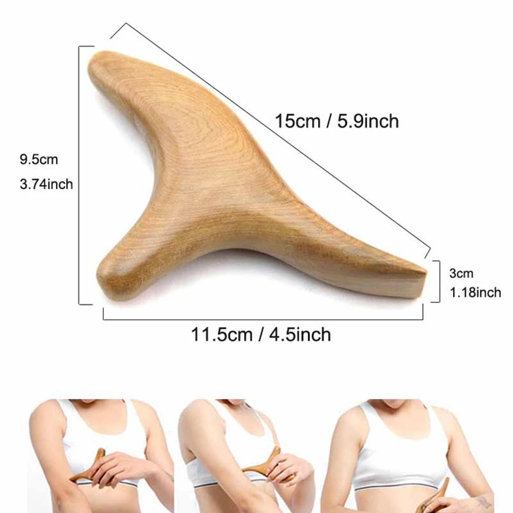 1 PC Neck Foot Wood Trigger Point Massage Gua Sha Tools,Home Gym Professional Wooden Therapy Massage Tool for Back Leg Hand Face
