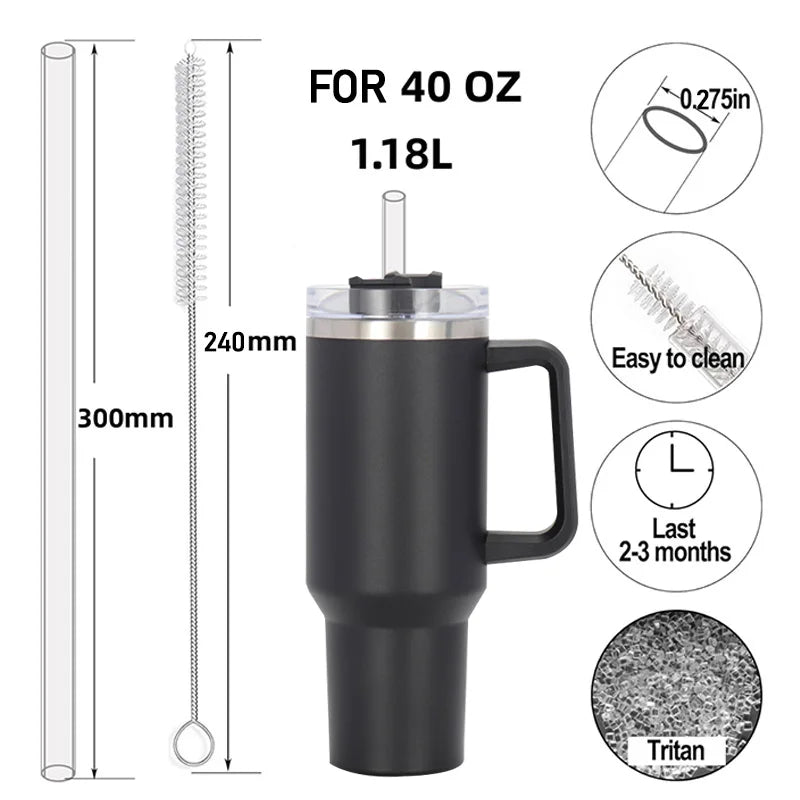 30cm Replacement Straw Compatible Stanley 40oz Tumbler, Plastic Clear Reusable for Stanley Tumbler Transparent Plastic Straws